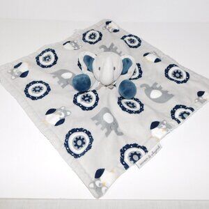 Blankets & Beyond Gray navy Blue Plush elephant owl Security Blanket Baby Lovey